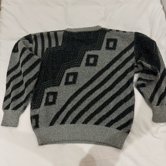 VINTAGE 80s/90s Nino Foriero geometric grey sweater - S - Picture 5 of 10